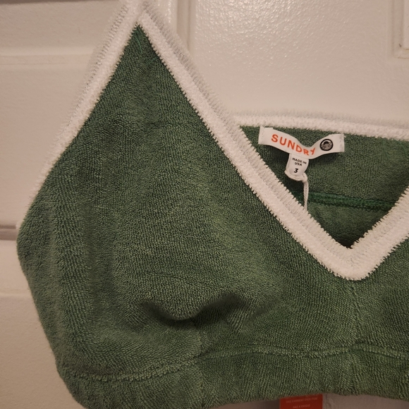 Sundry Green and White Loop Terry Bra Top NWT 3 - Picture 3 of 6